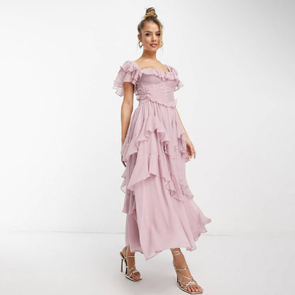 Robe longue manches courtes bohème – Style estival chic
