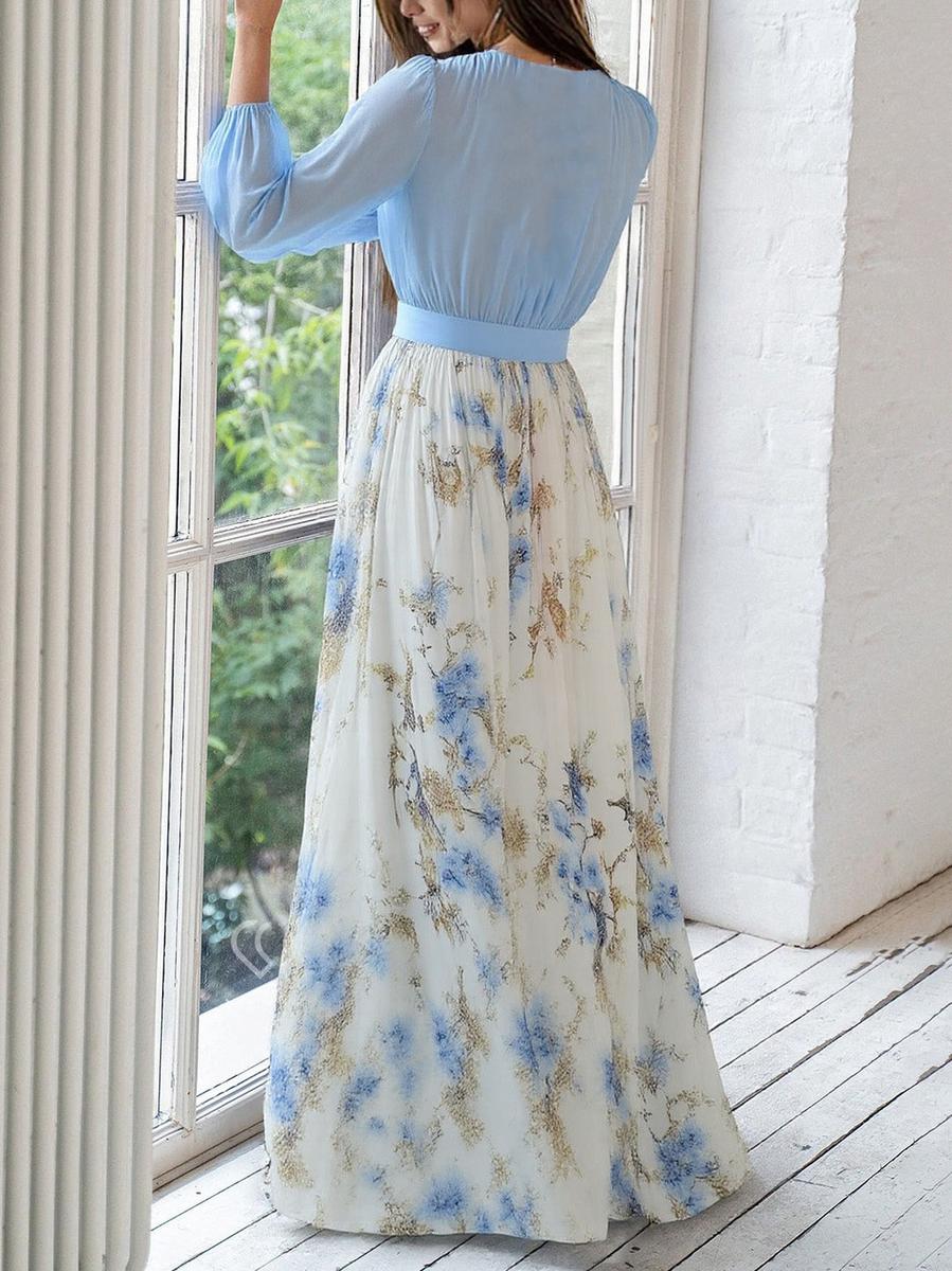 Robe estivale à fleurs ; fluide bohème – Taille cintrée & volants
