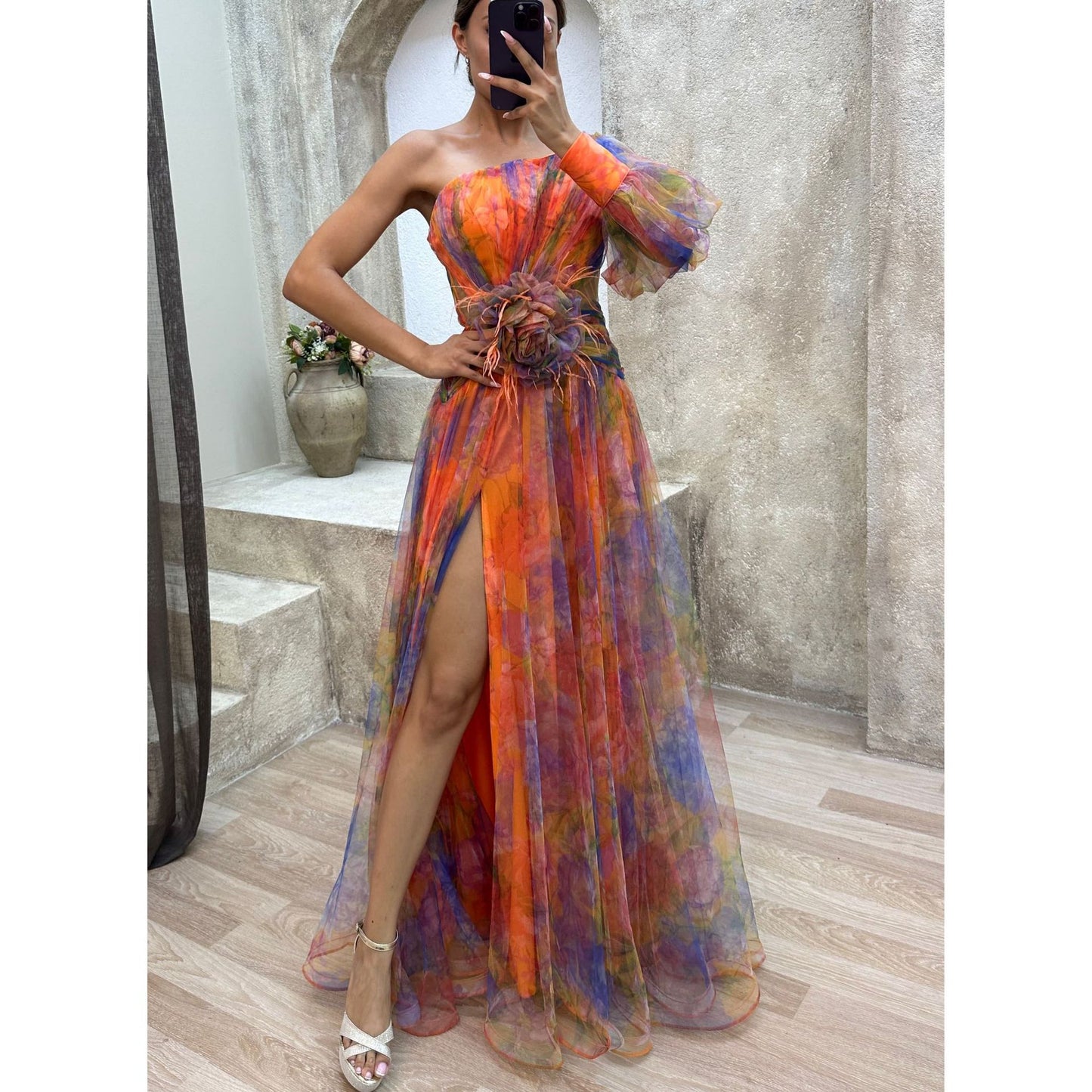 Rrobe estivale fendue style tie-dye – Chic & fluide