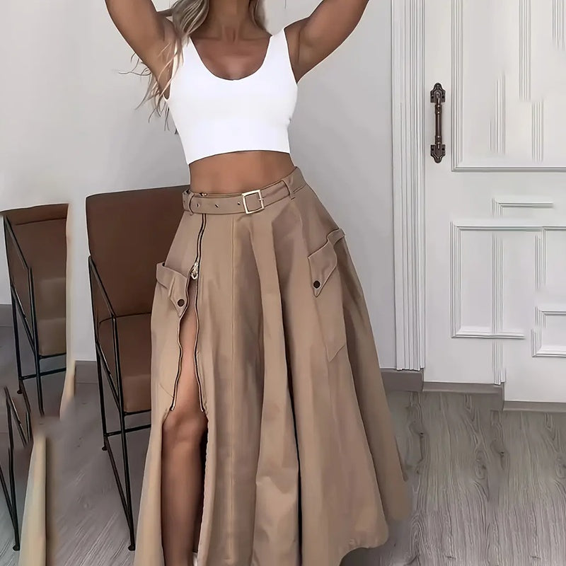 ensemble deux pièces – Crop top et jupe longue fendue