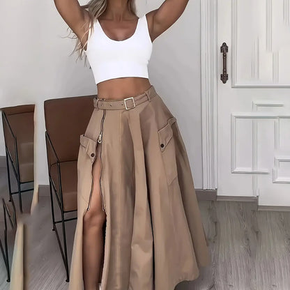 ensemble deux pièces – Crop top et jupe longue fendue