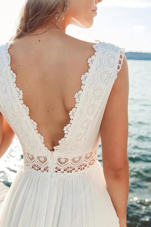 Robe d’été en dentelle fluide col V–Élégance légère