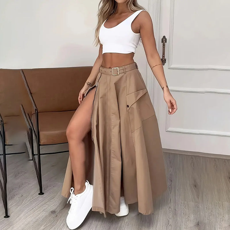 ensemble deux pièces – Crop top et jupe longue fendue