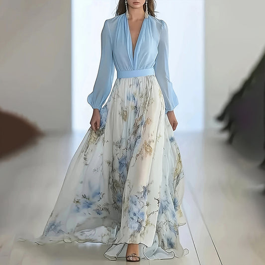 Robe estivale à fleurs ; fluide bohème – Taille cintrée & volants