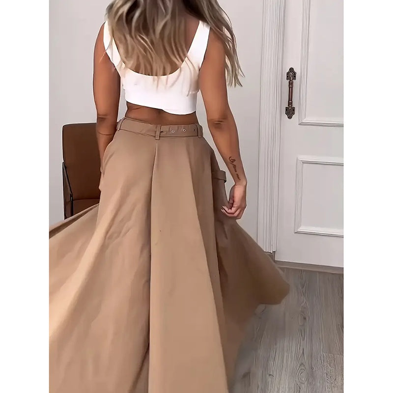 ensemble deux pièces – Crop top et jupe longue fendue