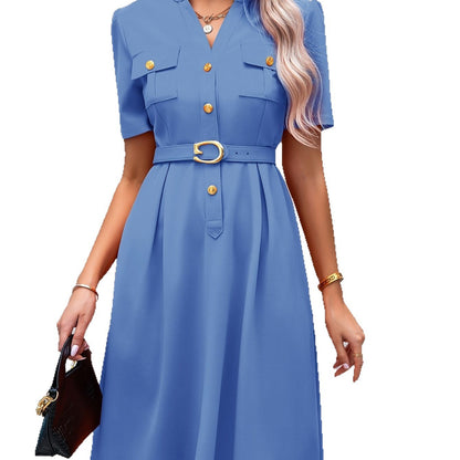 Robe slim à col en V chic et polyvalente – Élégance  pour toutes les occasions