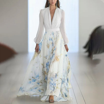 Robe estivale à fleurs ; fluide bohème – Taille cintrée & volants