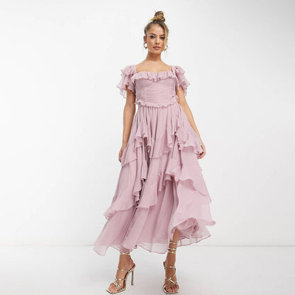 Robe longue manches courtes bohème – Style estival chic